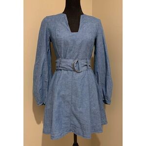 Free People Karmen Belted Chambray Dress